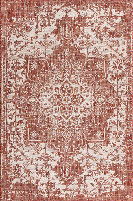 Rust Red 6' 1 x 9' Jill Zarin Outdoor Rectangle Area Rug Weather Resistant for Patio, Deck, Terrace, Balcony, Porch Durable 100% Polypropylene Carpet for Outside for Sale at Rug Engine