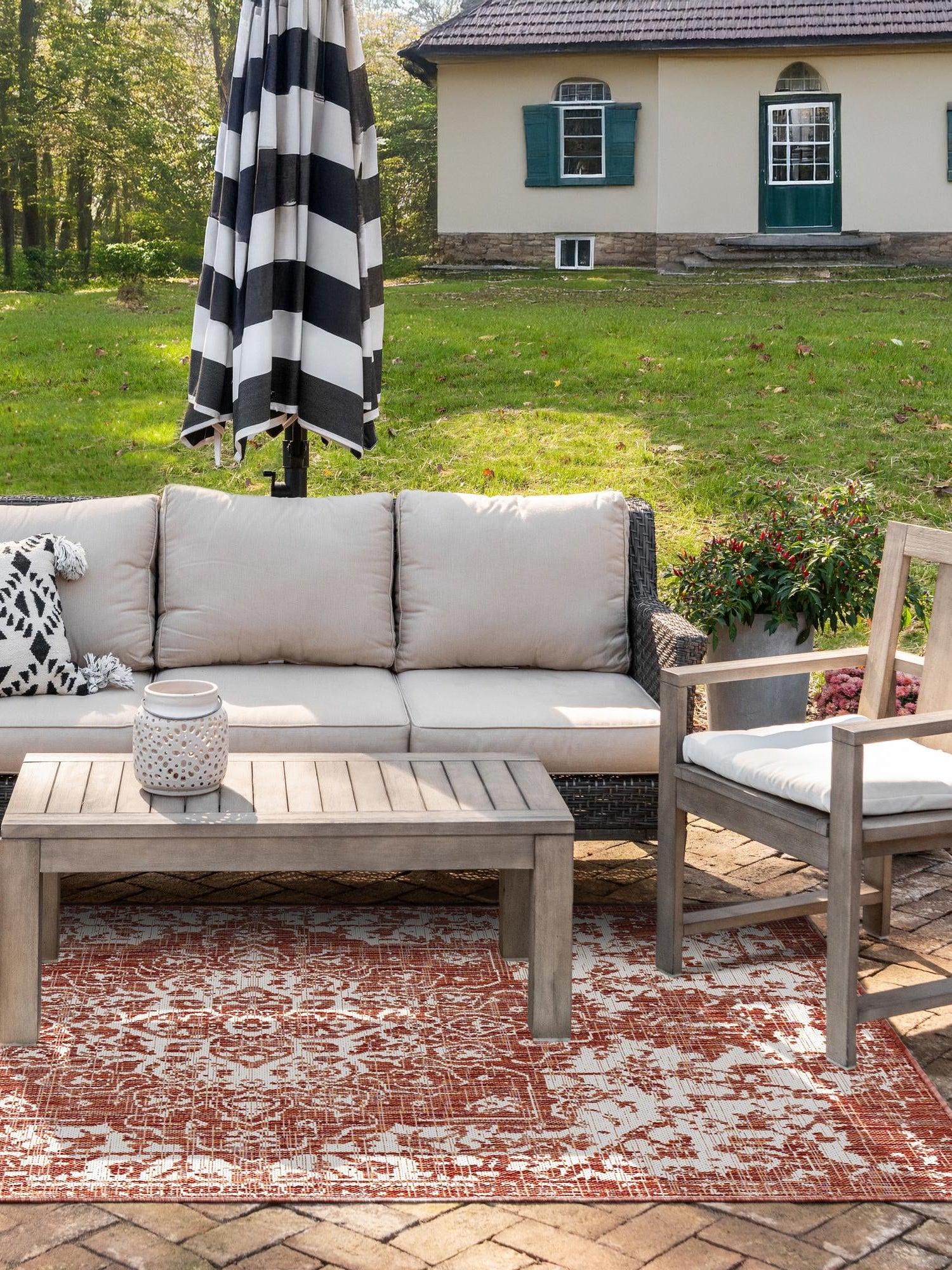 Rust Red 3' 1 x 5' 3 Jill Zarin Outdoor Rectangle Area Rug Weather Resistant for Patio, Deck, Terrace, Balcony, Porch Durable 100% Polypropylene Carpet for Outside for Sale at Rug Engine