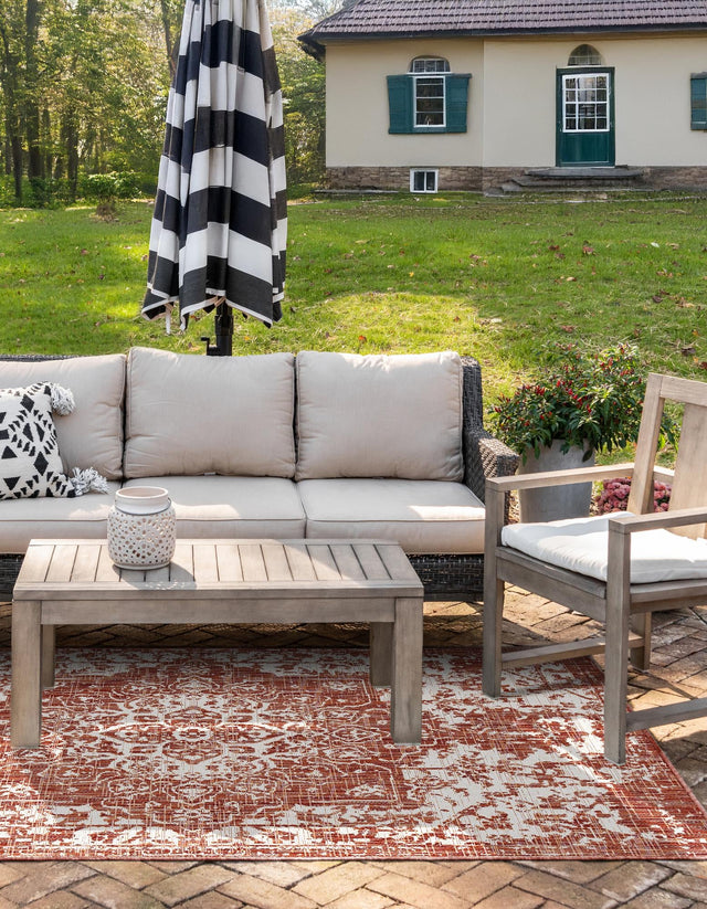 Rust Red 3' 1 x 5' 3 Jill Zarin Outdoor Rectangle Area Rug Weather Resistant for Patio, Deck, Terrace, Balcony, Porch Durable 100% Polypropylene Carpet for Outside for Sale at Rug Engine