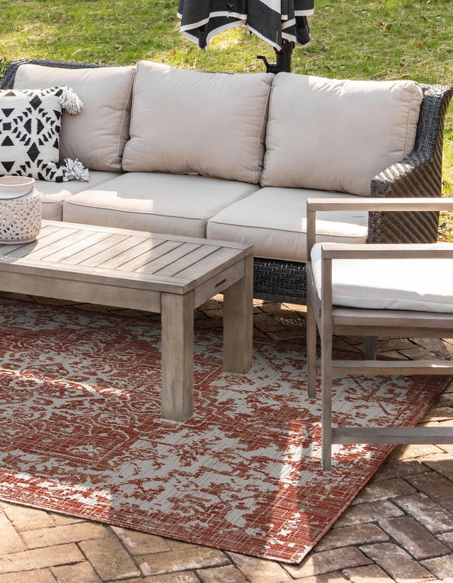 Rust Red 5' 3 x 8' Jill Zarin Outdoor Rectangle Area Rug Weather Resistant for Patio, Deck, Terrace, Balcony, Porch Durable 100% Polypropylene Carpet for Outside for Sale at Rug Engine