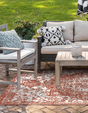 Rust Red 4' 1 x 6' 1 Jill Zarin Outdoor Rectangle Area Rug Weather Resistant for Patio, Deck, Terrace, Balcony, Porch Durable 100% Polypropylene Carpet for Outside for Sale at Rug Engine