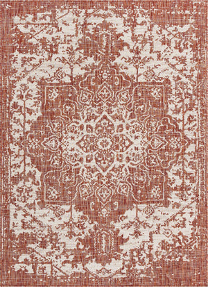 Rust Red 5' 3 x 8' Jill Zarin Outdoor Rectangle Area Rug Weather Resistant for Patio, Deck, Terrace, Balcony, Porch Durable 100% Polypropylene Carpet for Outside for Sale at Rug Engine