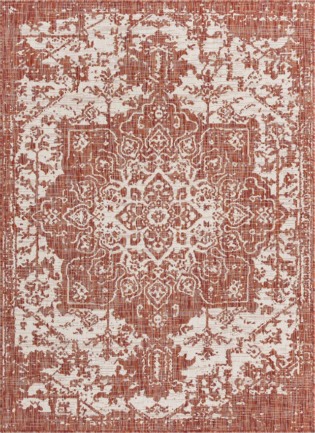 Rust Red 5' 3 x 8' Jill Zarin Outdoor Rectangle Area Rug Weather Resistant for Patio, Deck, Terrace, Balcony, Porch Durable 100% Polypropylene Carpet for Outside for Sale at Rug Engine