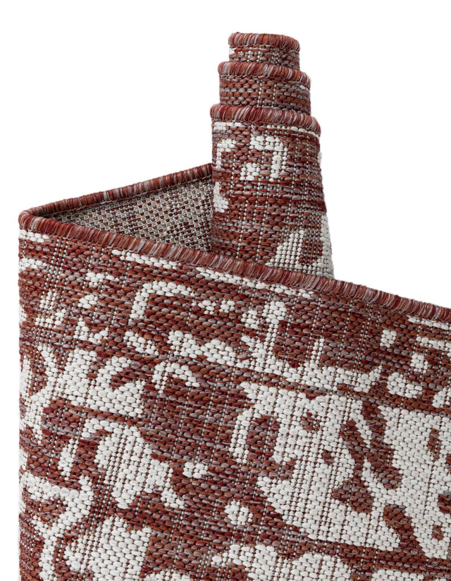 Rust Red 5' 3 x 8' Jill Zarin Outdoor Oval Area Rug Weather Resistant for Patio, Deck, Terrace, Balcony, Porch Durable 100% Polypropylene Carpet for Outside for Sale at Rug Engine