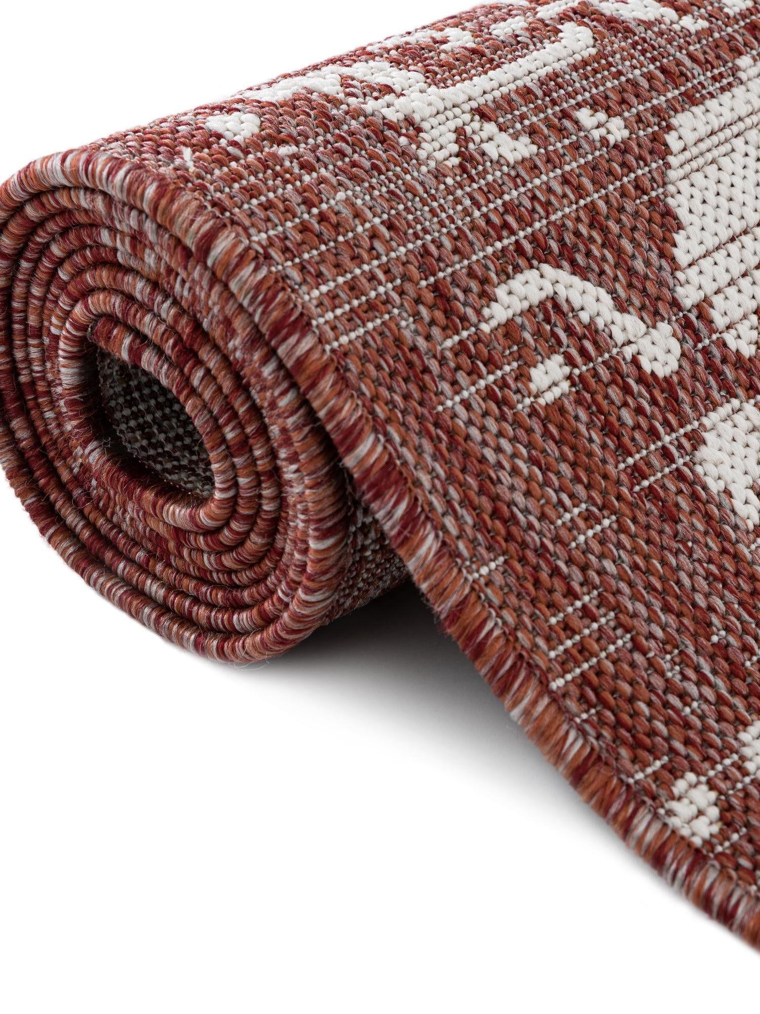 Rust Red 5' 3 x 8' Jill Zarin Outdoor Oval Area Rug Weather Resistant for Patio, Deck, Terrace, Balcony, Porch Durable 100% Polypropylene Carpet for Outside for Sale at Rug Engine