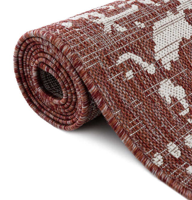 Rust Red 5' 3 x 8' Jill Zarin Outdoor Oval Area Rug Weather Resistant for Patio, Deck, Terrace, Balcony, Porch Durable 100% Polypropylene Carpet for Outside for Sale at Rug Engine