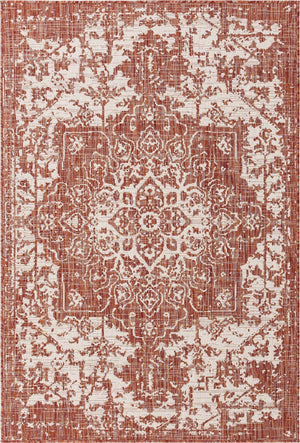 Rust Red 4' 1 x 6' 1 Jill Zarin Outdoor Rectangle Area Rug Weather Resistant for Patio, Deck, Terrace, Balcony, Porch Durable 100% Polypropylene Carpet for Outside for Sale at Rug Engine