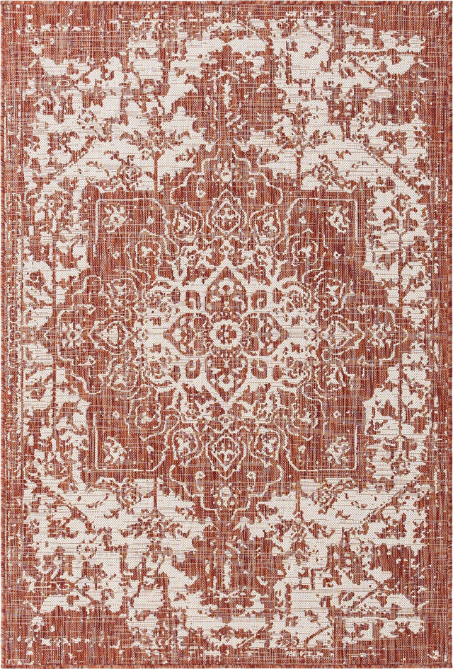 Rust Red 4' 1 x 6' 1 Jill Zarin Outdoor Rectangle Area Rug Weather Resistant for Patio, Deck, Terrace, Balcony, Porch Durable 100% Polypropylene Carpet for Outside for Sale at Rug Engine