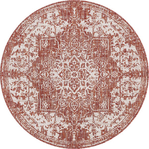 Rust Red 4' 1 x 4' 1 Jill Zarin Outdoor Round Area Rug Weather Resistant for Patio, Deck, Terrace, Balcony, Porch Durable 100% Polypropylene Carpet for Outside for Sale at Rug Engine