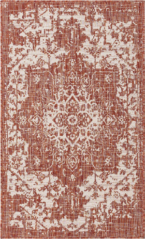 Rust Red 3' 1 x 5' 3 Jill Zarin Outdoor Rectangle Area Rug Weather Resistant for Patio, Deck, Terrace, Balcony, Porch Durable 100% Polypropylene Carpet for Outside for Sale at Rug Engine