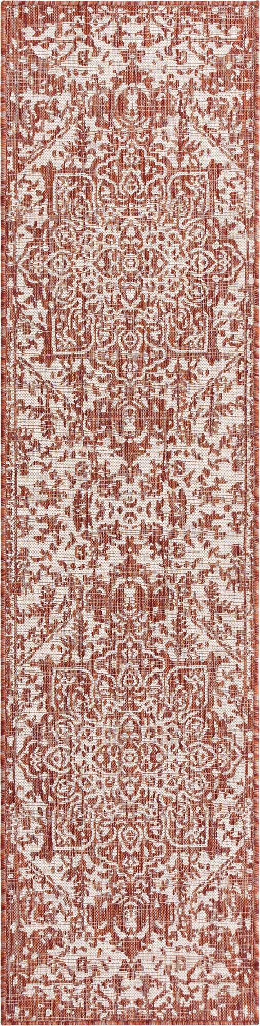 Rust Red 2' x 8' Jill Zarin Outdoor Runner Area Rug Weather Resistant for Patio, Deck, Terrace, Balcony, Porch Durable 100% Polypropylene Carpet for Outside for Sale at Rug Engine