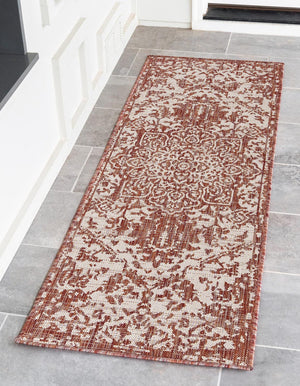 Rust Red 2' x 6' 1 Jill Zarin Outdoor Runner Area Rug Weather Resistant for Patio, Deck, Terrace, Balcony, Porch Durable 100% Polypropylene Carpet for Outside for Sale at Rug Engine