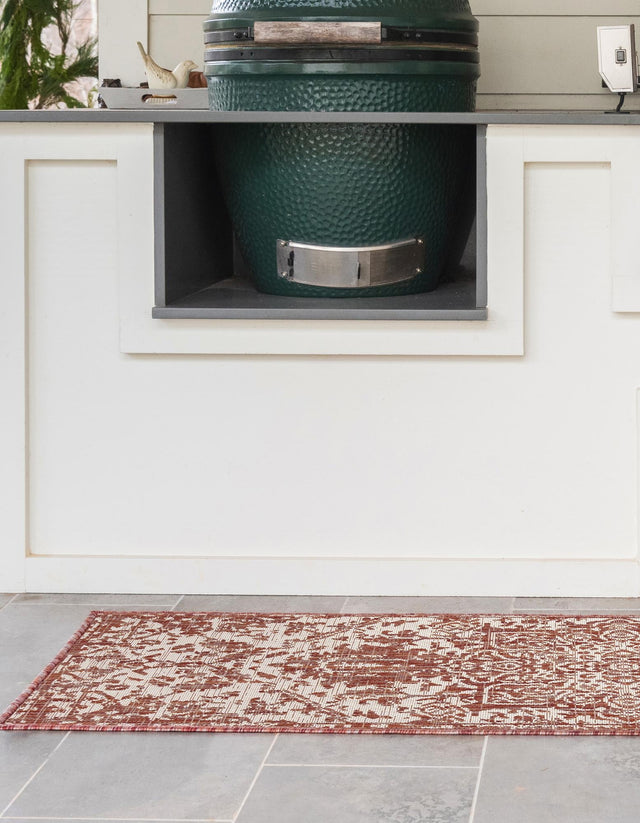 Rust Red 2' x 6' 1 Jill Zarin Outdoor Runner Area Rug Weather Resistant for Patio, Deck, Terrace, Balcony, Porch Durable 100% Polypropylene Carpet for Outside for Sale at Rug Engine