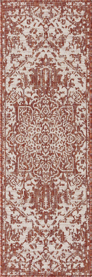 Rust Red 2' x 6' 1 Jill Zarin Outdoor Runner Area Rug Weather Resistant for Patio, Deck, Terrace, Balcony, Porch Durable 100% Polypropylene Carpet for Outside for Sale at Rug Engine