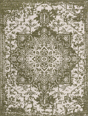 Green 9' x 12' Jill Zarin Outdoor Rectangle Area Rug Weather Resistant for Patio, Deck, Terrace, Balcony, Porch Durable 100% Polypropylene Carpet for Outside for Sale at Rug Engine