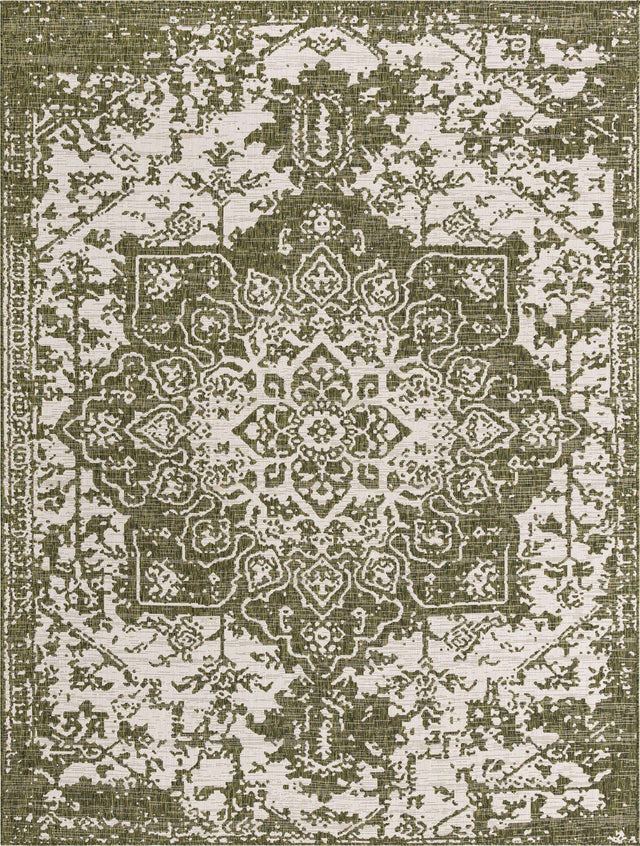 Green 9' x 12' Jill Zarin Outdoor Rectangle Area Rug Weather Resistant for Patio, Deck, Terrace, Balcony, Porch Durable 100% Polypropylene Carpet for Outside for Sale at Rug Engine