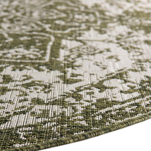 Green 7' 1 x 7' 1 Jill Zarin Outdoor Round Area Rug Weather Resistant for Patio, Deck, Terrace, Balcony, Porch Durable 100% Polypropylene Carpet for Outside for Sale at Rug Engine