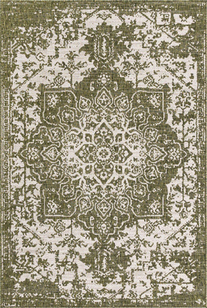 Green 6' 1 x 9' Jill Zarin Outdoor Rectangle Area Rug Weather Resistant for Patio, Deck, Terrace, Balcony, Porch Durable 100% Polypropylene Carpet for Outside for Sale at Rug Engine