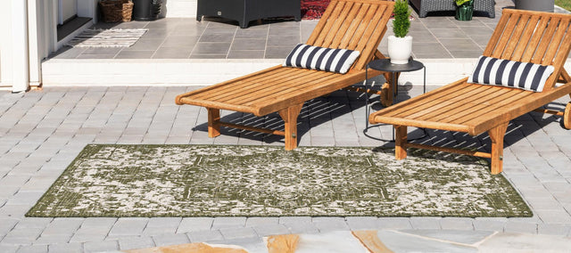 Green 6' 1 x 9' Jill Zarin Outdoor Rectangle Area Rug Weather Resistant for Patio, Deck, Terrace, Balcony, Porch Durable 100% Polypropylene Carpet for Outside for Sale at Rug Engine