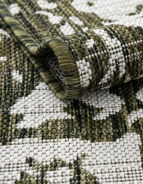 Green 6' 1 x 9' Jill Zarin Outdoor Rectangle Area Rug Weather Resistant for Patio, Deck, Terrace, Balcony, Porch Durable 100% Polypropylene Carpet for Outside for Sale at Rug Engine