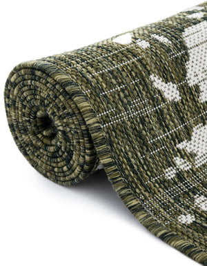 Green 7' 1 x 10' Jill Zarin Outdoor Rectangle Area Rug Weather Resistant for Patio, Deck, Terrace, Balcony, Porch Durable 100% Polypropylene Carpet for Outside for Sale at Rug Engine