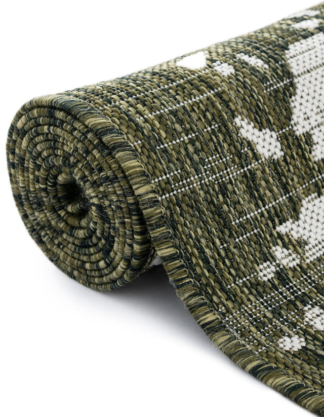 Green 7' 1 x 10' Jill Zarin Outdoor Rectangle Area Rug Weather Resistant for Patio, Deck, Terrace, Balcony, Porch Durable 100% Polypropylene Carpet for Outside for Sale at Rug Engine