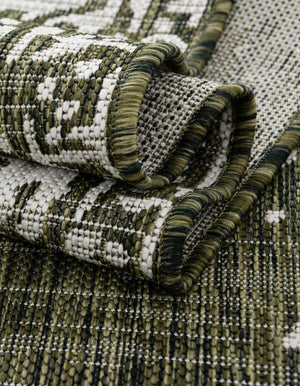 Green 7' 1 x 10' Jill Zarin Outdoor Rectangle Area Rug Weather Resistant for Patio, Deck, Terrace, Balcony, Porch Durable 100% Polypropylene Carpet for Outside for Sale at Rug Engine