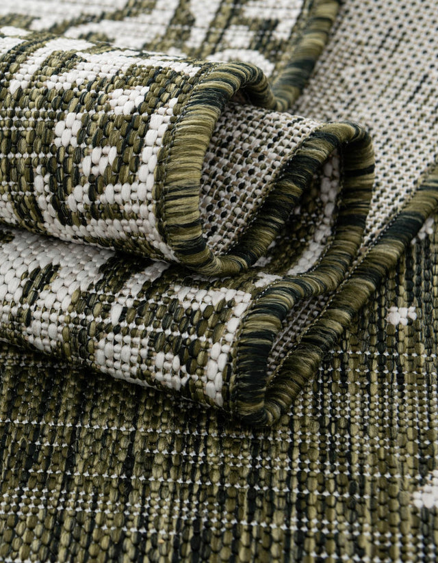 Green 7' 1 x 10' Jill Zarin Outdoor Rectangle Area Rug Weather Resistant for Patio, Deck, Terrace, Balcony, Porch Durable 100% Polypropylene Carpet for Outside for Sale at Rug Engine
