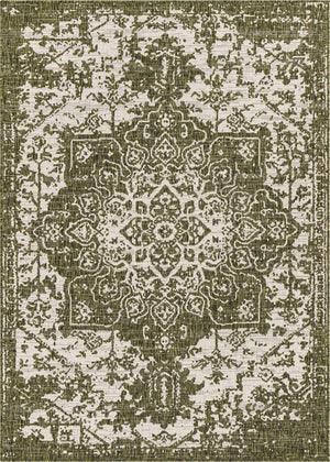 Green 5' 3 x 8' Jill Zarin Outdoor Rectangle Area Rug Weather Resistant for Patio, Deck, Terrace, Balcony, Porch Durable 100% Polypropylene Carpet for Outside for Sale at Rug Engine