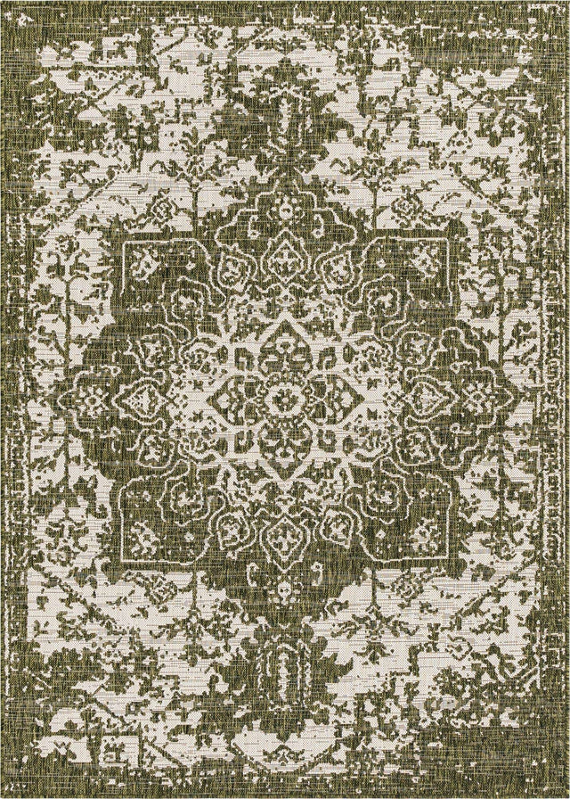 Green 5' 3 x 8' Jill Zarin Outdoor Rectangle Area Rug Weather Resistant for Patio, Deck, Terrace, Balcony, Porch Durable 100% Polypropylene Carpet for Outside for Sale at Rug Engine