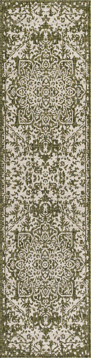 Green 2' x 8' Jill Zarin Outdoor Runner Area Rug Weather Resistant for Patio, Deck, Terrace, Balcony, Porch Durable 100% Polypropylene Carpet for Outside for Sale at Rug Engine