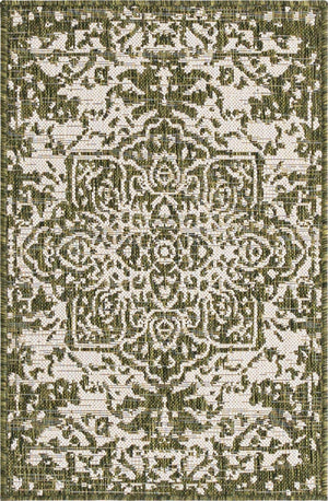 Green 2' x 3' 1 Jill Zarin Outdoor Rectangle Area Rug Weather Resistant for Patio, Deck, Terrace, Balcony, Porch Durable 100% Polypropylene Carpet for Outside for Sale at Rug Engine