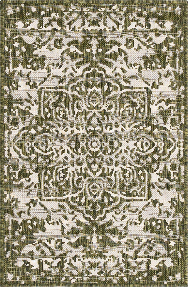 Green 2' x 3' 1 Jill Zarin Outdoor Rectangle Area Rug Weather Resistant for Patio, Deck, Terrace, Balcony, Porch Durable 100% Polypropylene Carpet for Outside for Sale at Rug Engine