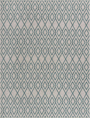 Gray Teal 9' x 12' Jill Zarin Outdoor Rectangle Area Rug Weather Resistant for Patio, Deck, Terrace, Balcony, Porch Durable 100% Polypropylene Carpet for Outside for Sale at Rug Engine