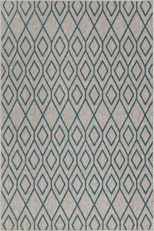 Gray Teal 6' 1 x 9' Jill Zarin Outdoor Rectangle Area Rug Weather Resistant for Patio, Deck, Terrace, Balcony, Porch Durable 100% Polypropylene Carpet for Outside for Sale at Rug Engine