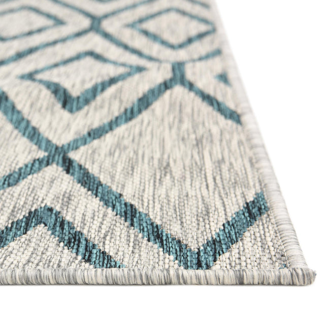 Gray Teal 9' x 12' Jill Zarin Outdoor Rectangle Area Rug Weather Resistant for Patio, Deck, Terrace, Balcony, Porch Durable 100% Polypropylene Carpet for Outside for Sale at Rug Engine