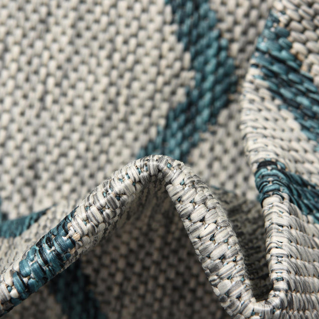 Gray Teal 9' x 12' Jill Zarin Outdoor Rectangle Area Rug Weather Resistant for Patio, Deck, Terrace, Balcony, Porch Durable 100% Polypropylene Carpet for Outside for Sale at Rug Engine