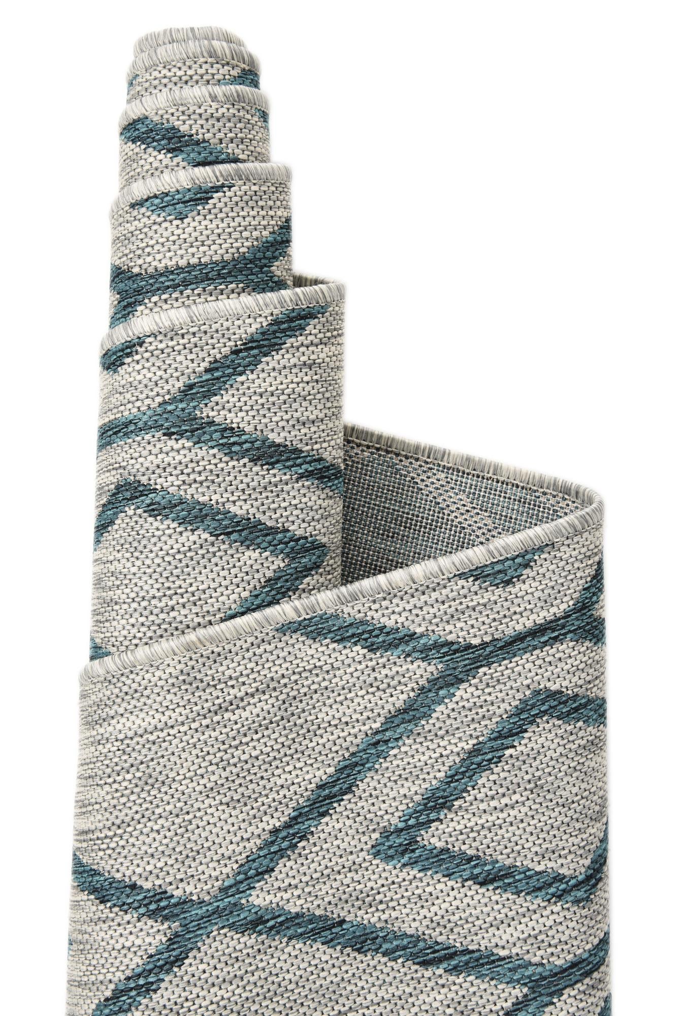 Gray Teal 9' x 12' Jill Zarin Outdoor Rectangle Area Rug Weather Resistant for Patio, Deck, Terrace, Balcony, Porch Durable 100% Polypropylene Carpet for Outside for Sale at Rug Engine