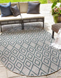 Gray Teal 7' 10 x 10' Jill Zarin Outdoor Oval Area Rug Weather Resistant for Patio, Deck, Terrace, Balcony, Porch Durable 100% Polypropylene Carpet for Outside for Sale at Rug Engine