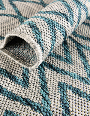 Gray Teal 7' 10 x 10' Jill Zarin Outdoor Oval Area Rug Weather Resistant for Patio, Deck, Terrace, Balcony, Porch Durable 100% Polypropylene Carpet for Outside for Sale at Rug Engine