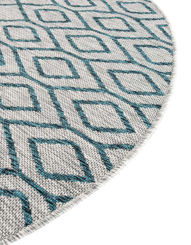Gray Teal 7' 10 x 10' Jill Zarin Outdoor Oval Area Rug Weather Resistant for Patio, Deck, Terrace, Balcony, Porch Durable 100% Polypropylene Carpet for Outside for Sale at Rug Engine
