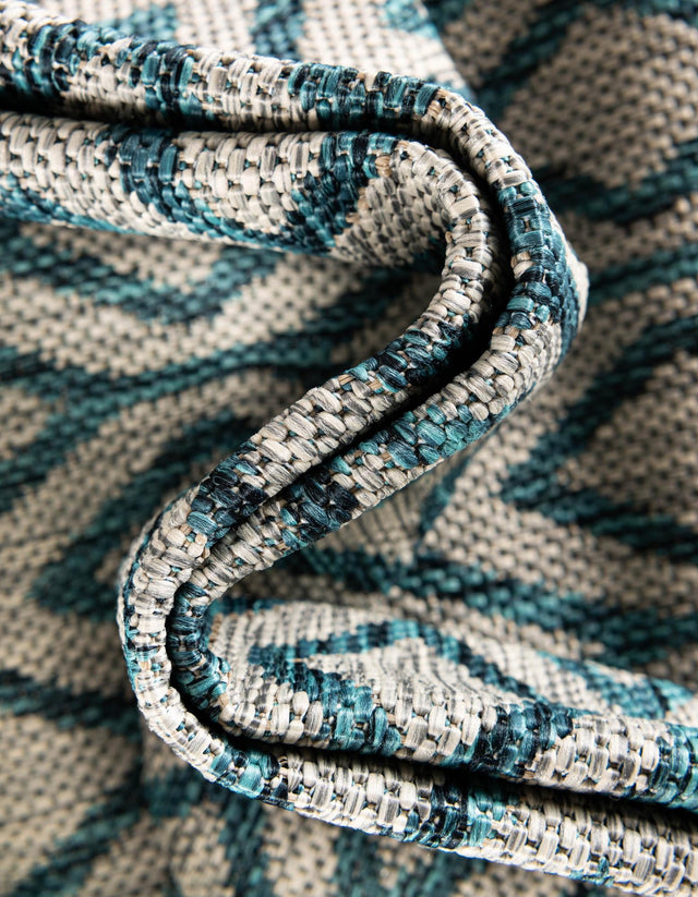 Gray Teal 7' 10 x 10' Jill Zarin Outdoor Oval Area Rug Weather Resistant for Patio, Deck, Terrace, Balcony, Porch Durable 100% Polypropylene Carpet for Outside for Sale at Rug Engine
