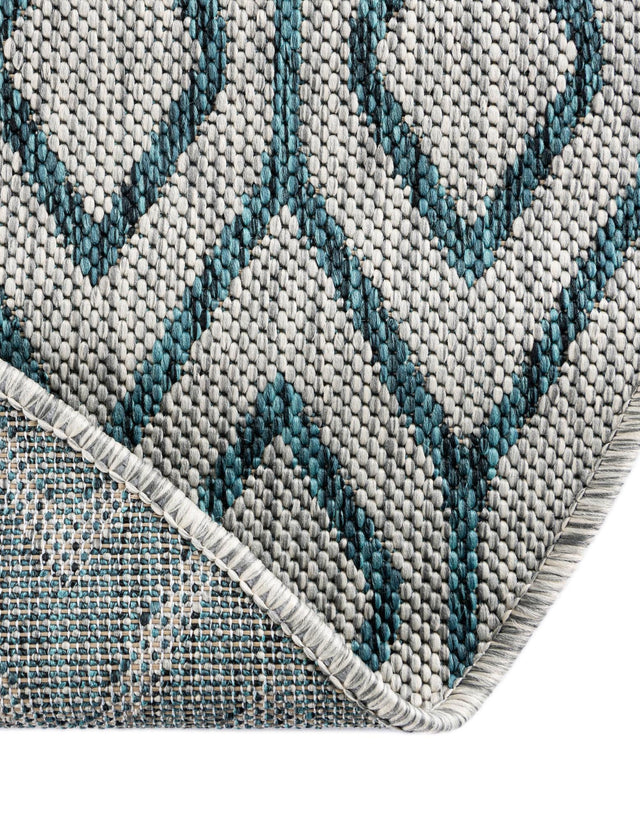 Gray Teal 7' 10 x 10' Jill Zarin Outdoor Oval Area Rug Weather Resistant for Patio, Deck, Terrace, Balcony, Porch Durable 100% Polypropylene Carpet for Outside for Sale at Rug Engine