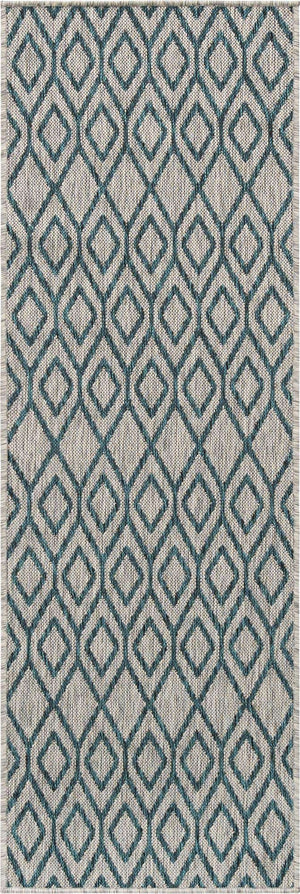 Gray Teal 2' x 6' 1 Jill Zarin Outdoor Runner Area Rug Weather Resistant for Patio, Deck, Terrace, Balcony, Porch Durable 100% Polypropylene Carpet for Outside for Sale at Rug Engine