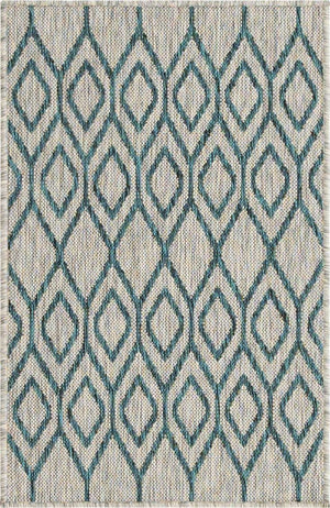 Gray Teal 2' x 3' 1 Jill Zarin Outdoor Rectangle Area Rug Weather Resistant for Patio, Deck, Terrace, Balcony, Porch Durable 100% Polypropylene Carpet for Outside for Sale at Rug Engine
