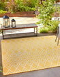 Yellow Ivory 7' 10 x 7' 10 Jill Zarin Outdoor Square Area Rug Weather Resistant for Patio, Deck, Terrace, Balcony, Porch Durable 100% Polypropylene Carpet for Outside for Sale at Rug Engine