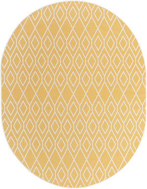 Yellow Ivory 7' 10 x 10' Jill Zarin Outdoor Oval Area Rug Weather Resistant for Patio, Deck, Terrace, Balcony, Porch Durable 100% Polypropylene Carpet for Outside for Sale at Rug Engine