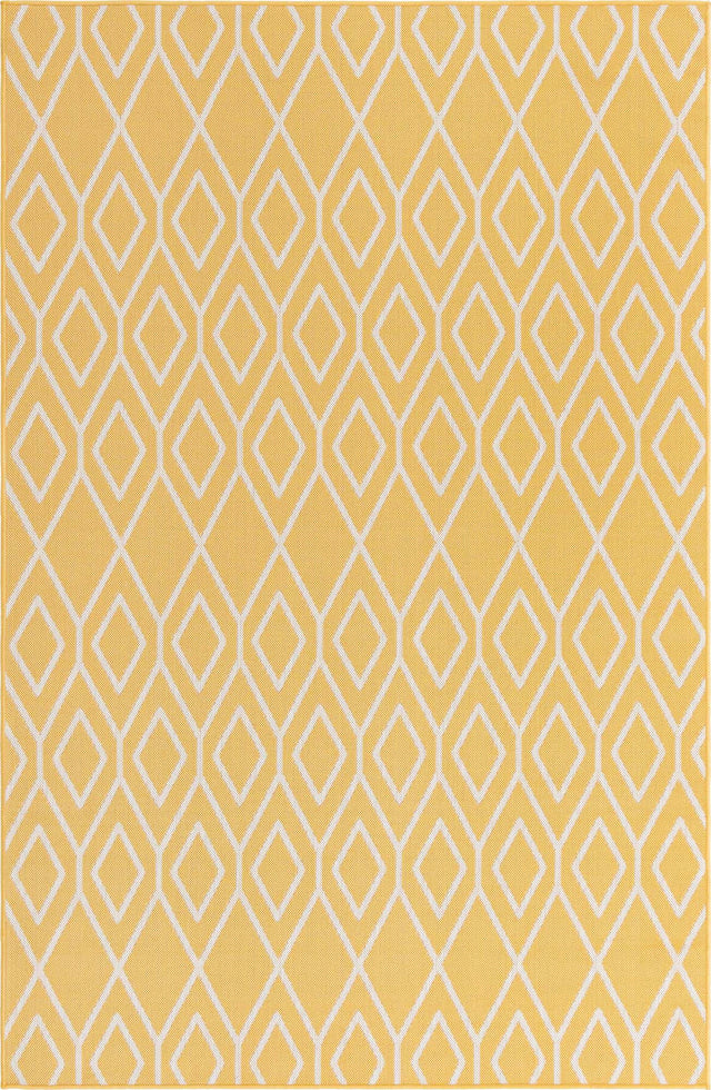 Yellow Ivory 6' 1 x 9' Jill Zarin Outdoor Rectangle Area Rug Weather Resistant for Patio, Deck, Terrace, Balcony, Porch Durable 100% Polypropylene Carpet for Outside for Sale at Rug Engine