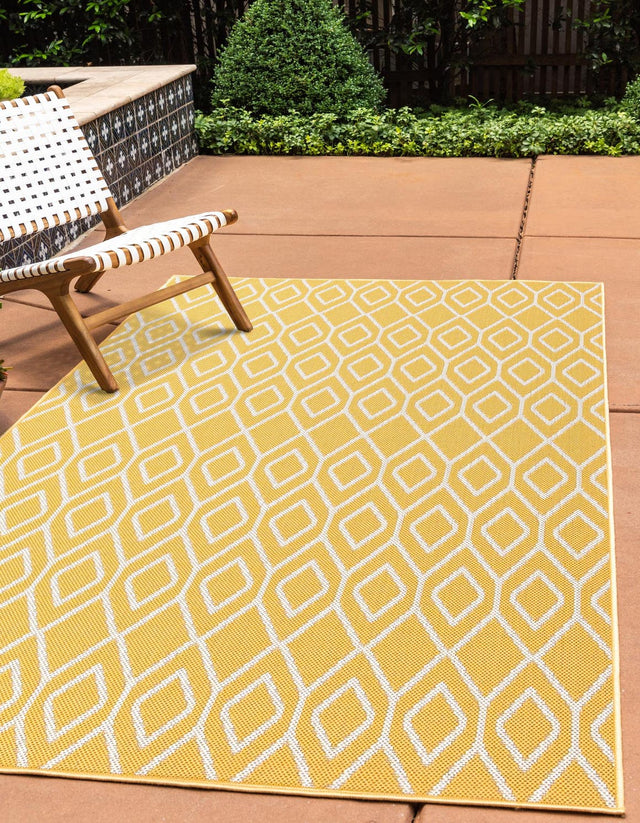 Yellow Ivory 3' 1 x 5' 3 Jill Zarin Outdoor Rectangle Area Rug Weather Resistant for Patio, Deck, Terrace, Balcony, Porch Durable 100% Polypropylene Carpet for Outside for Sale at Rug Engine