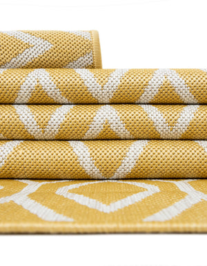 Yellow Ivory 7' 1 x 10' Jill Zarin Outdoor Rectangle Area Rug Weather Resistant for Patio, Deck, Terrace, Balcony, Porch Durable 100% Polypropylene Carpet for Outside for Sale at Rug Engine